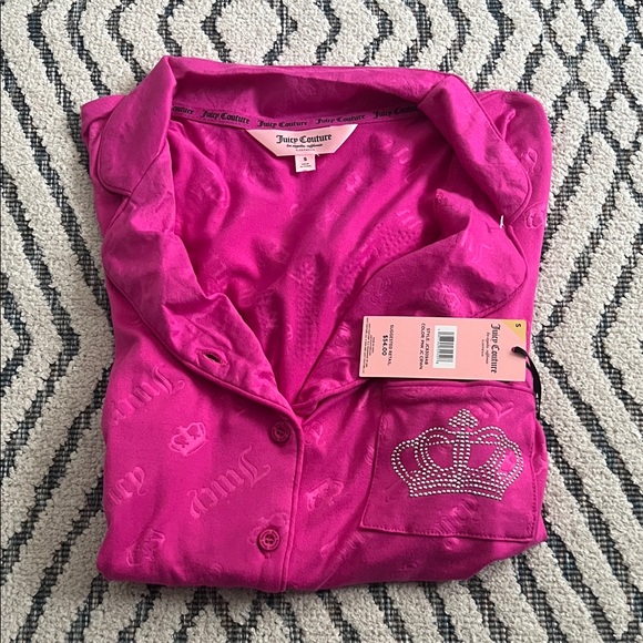 Juicy Couture Other - Juicy Couture Fuchsia Crown Embellished Sleep Shirt